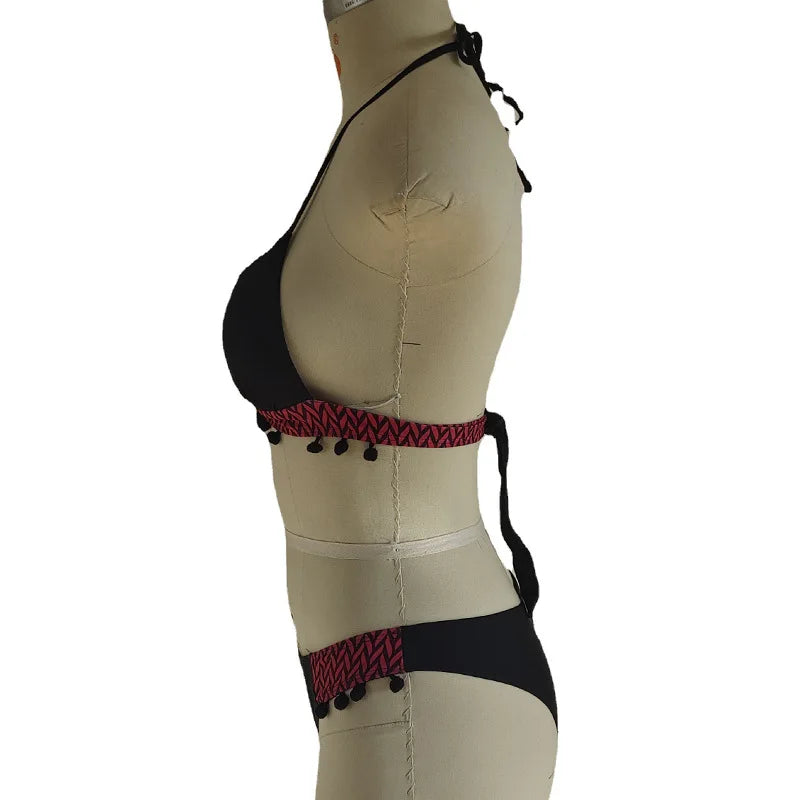Bikini Set Ticotrendy Mujer Estilo Playa Cuello Halter Bordeado | Cintura Alta
