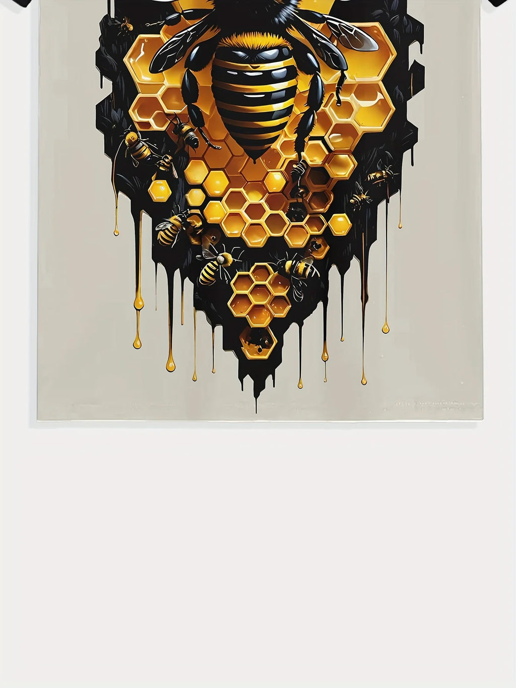Camiseta Hombre Verano Jersey Estampado Abeja | Manga Corta Cuello Redondo Secado Rápido