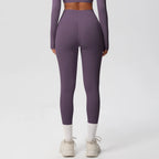 VEQKING Leggings Deportivos de Cintura Alta para Mujer, Efecto Segunda Piel, Secado Rápido, para Gimnasio, Correr, Elásticos, Sólidos, Trajes de Entrenamiento