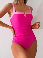 Traje de Baño Sexy de Cuello V y Cintura Alta | Playa