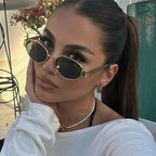Gafas Sol Ovaladas Metal Tendencia Retro | Clásico Básico Gafas Protección UV400