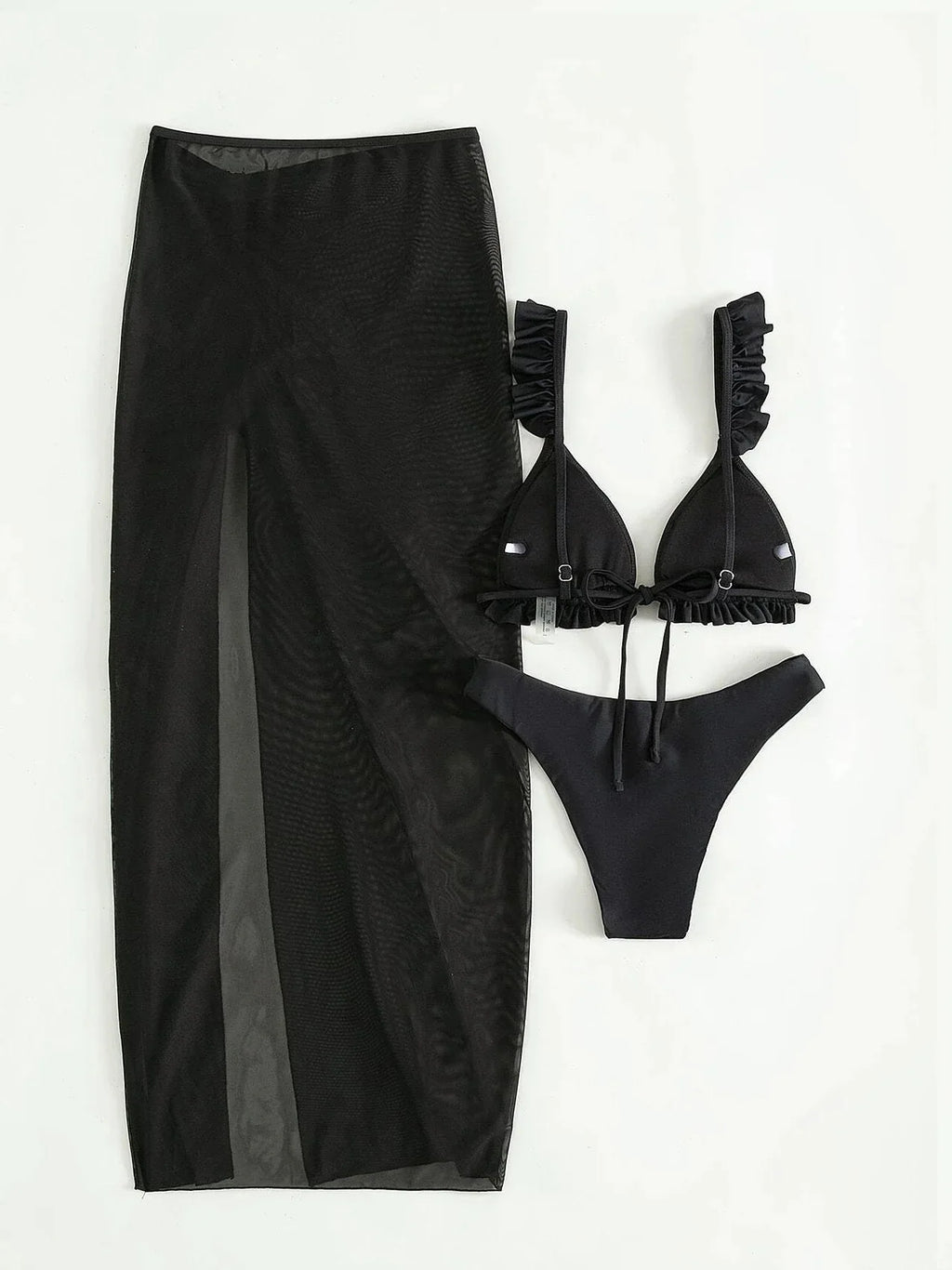 Bikini con Volantes y Falda - Conjunto Monocromático para la Playa Tica