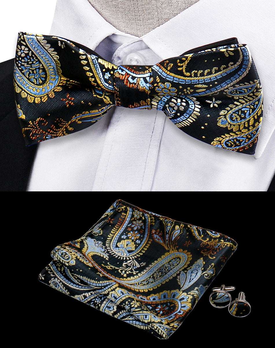 Conjunto Pajarita Pañuelo Gemelos Estilo Novedad Elegancia Pura Vida