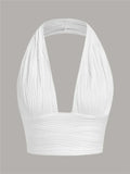 Ticotrendy | Top Halter Liso Minimalista Espalda Descubierta Estilo Grunge