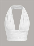 Top corto con espalda descubierta para mujer, Top Sexy liso con cuello Halter, ropa Y2K Grunge de estilo callejero, Top sin mangas para discoteca, ropa de calle 2024
