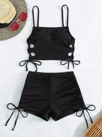 Bikini de Verano Monocromático en Blanco o Negro con Cordones