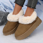 Botas Plataforma Piel Esponjosa Perlas Moda Tica Elegante