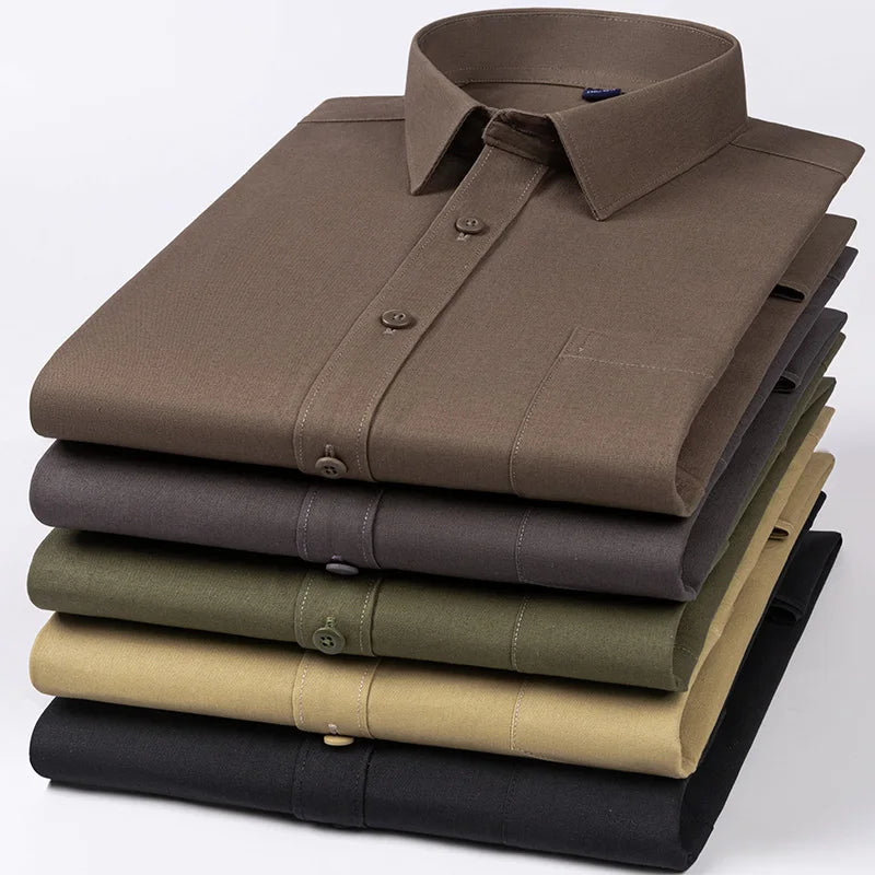 Camisa Algodón Manga Larga | Bolsillo | Negro Clásico | Ajuste Regular Hombre | Ticotrendy