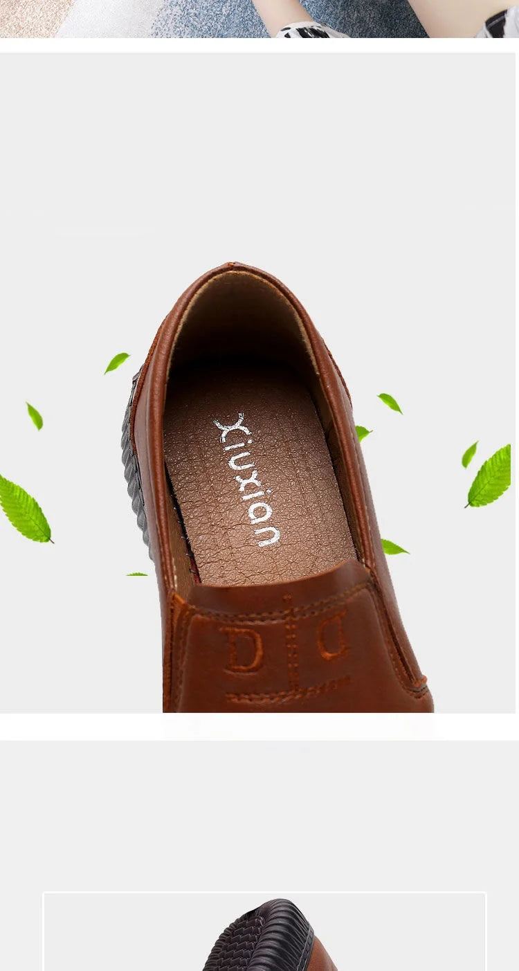 Mocasines Retro Marrones con Cuña | Cuero | Bailarinas Oxford | Talla Grande