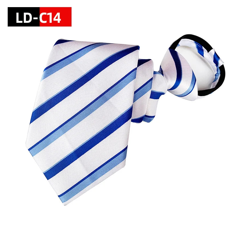 Corbata Preatada Con Cremallera Rayada Elegante y Práctica Para Bodas