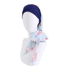 Turbante elástico con estampado de flores para mujer musulmana, para la cabeza preatado Hijab, Bandana para la pérdida de cabello, bufanda para la cabeza, novedad