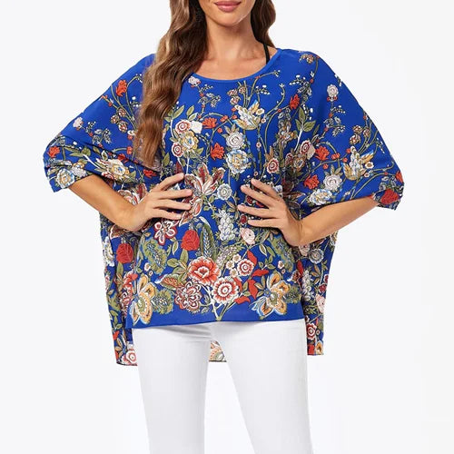 BHFlutter-camisa de talla grande para mujer, Top bohemio estampado, camiseta informal de gasa, 4XL, 5XL, 6XL, 2023