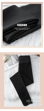 Leggings PU Cuero Invierno | Lana Fina Sexy Ajustado | Cintura Alta Elástico Cálido