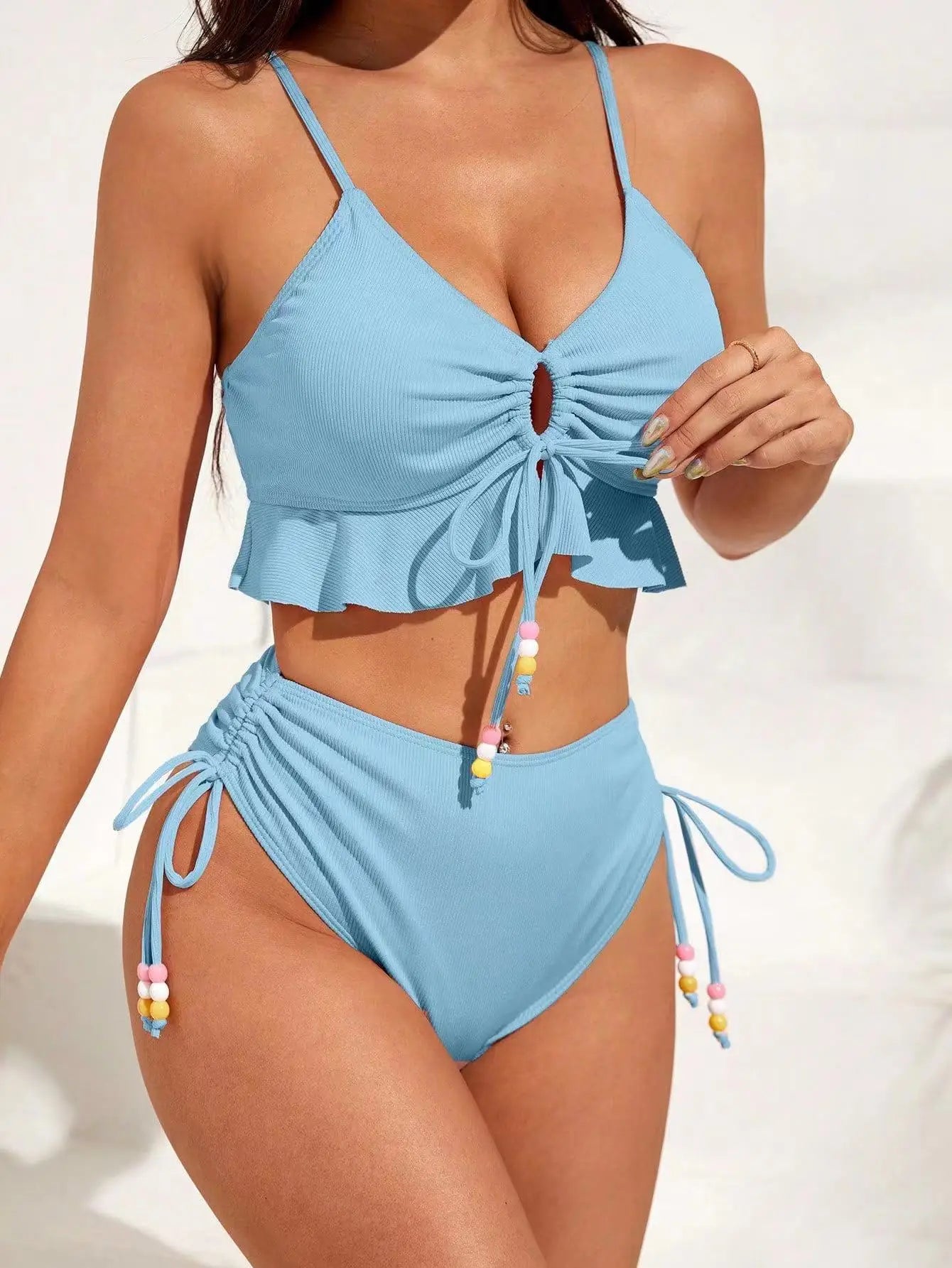 Bikini con Cordón y Volantes - Traje de Baño Sexy para el Verano Tico