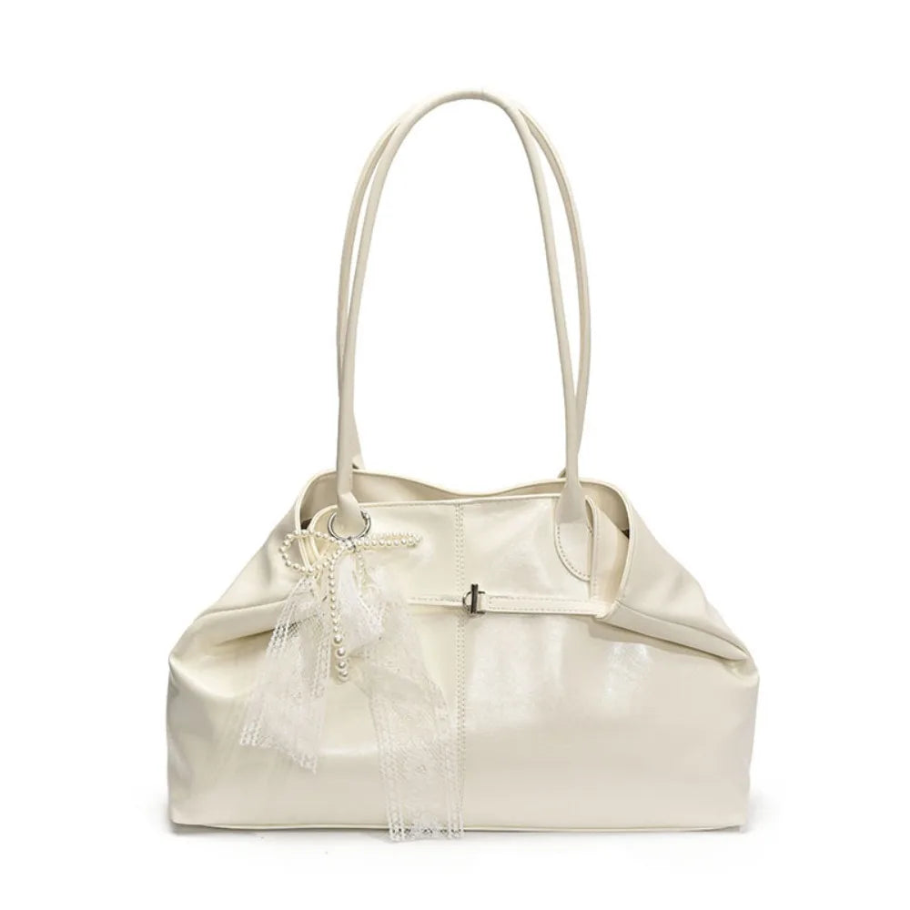 Bolso de Hombro Vintage para Mujer | Lazo de Encaje y Color Sólido | Versátil para Viajes | Ticotrendy