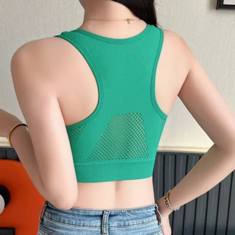 Top Deportivo Cremallera Frontal | Cuello V | Acolchado Sin Costuras | Ticotrendy