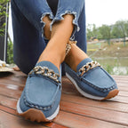 Mocasines con Plataforma y Cadena Metálica | Cuero PU | Suela Blanda Antideslizante
