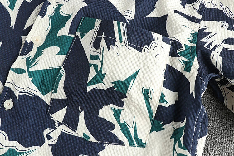 Camisa Hawaiana Hombre | Estampado Floral | Tela Seersucker | Manga Corta