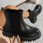 Botines Negros de Plataforma | Estilo Británico | Antideslizantes | Mujer