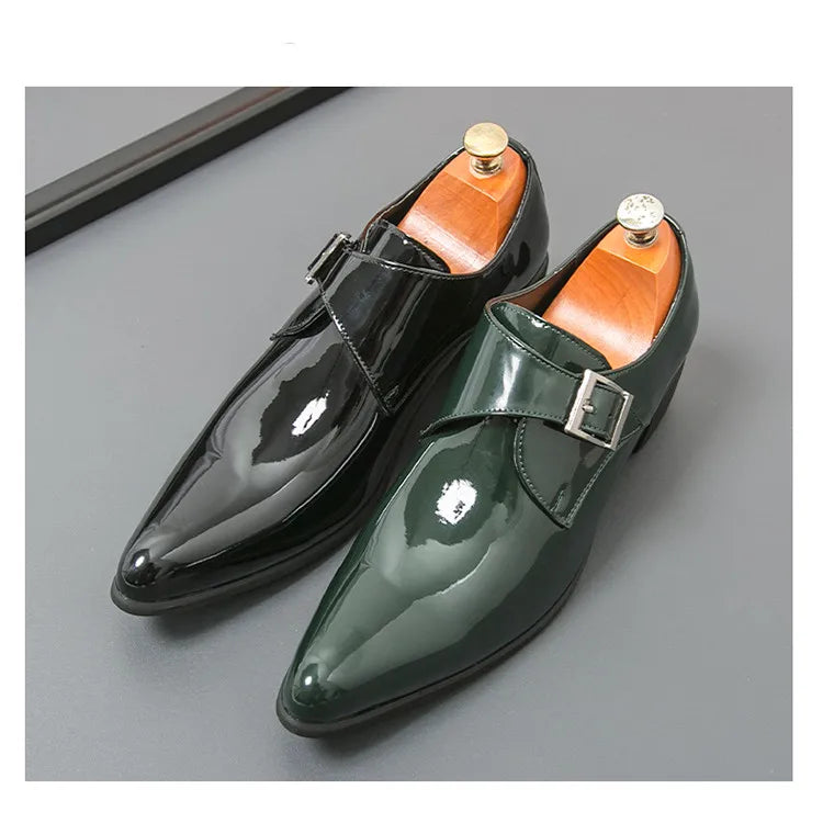 Mocasines Negros Lujo Hombre | Punta Puntiaguda Sin Cordones Zapatos Oxford Boda