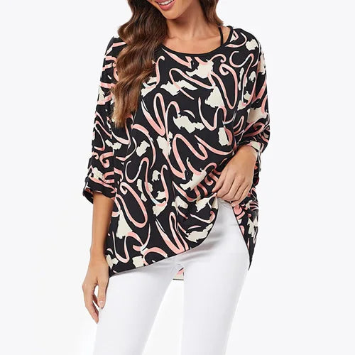 BHFlutter-camisa de talla grande para mujer, Top bohemio estampado, camiseta informal de gasa, 4XL, 5XL, 6XL, 2023