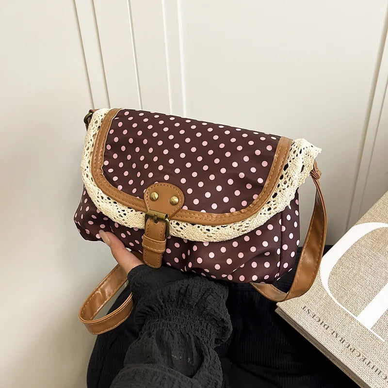 Bolso de Lunares Retro Francés para Mujer, Hombro y Bandolera
