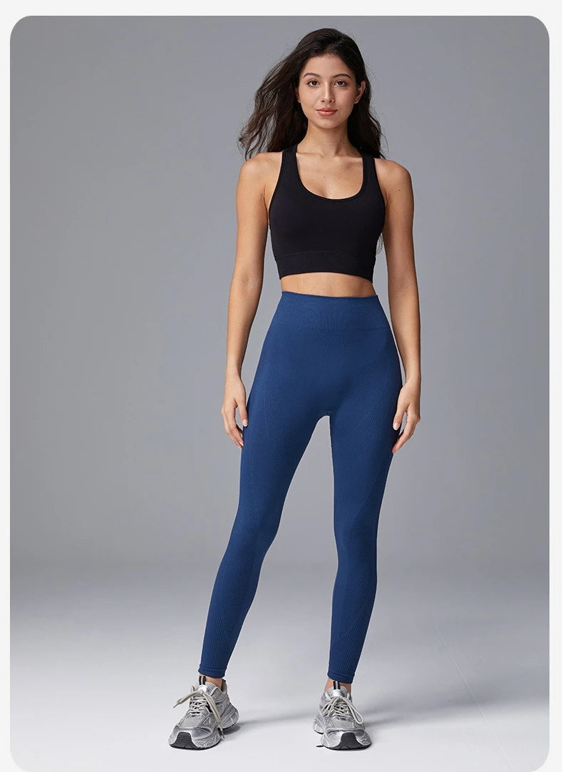 VEQKING Pantalones de yoga de cintura alta para mujer, leggings deportivos sin costuras, elásticos, para gimnasio, fitness, control de abdomen, pantalones de entrenamiento