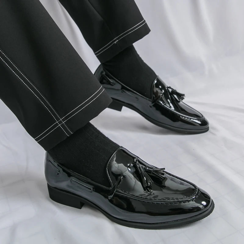 Zapatos Hombre Charol Morados Lujo Boda Fiesta Punta Puntiaguda | Talla 47