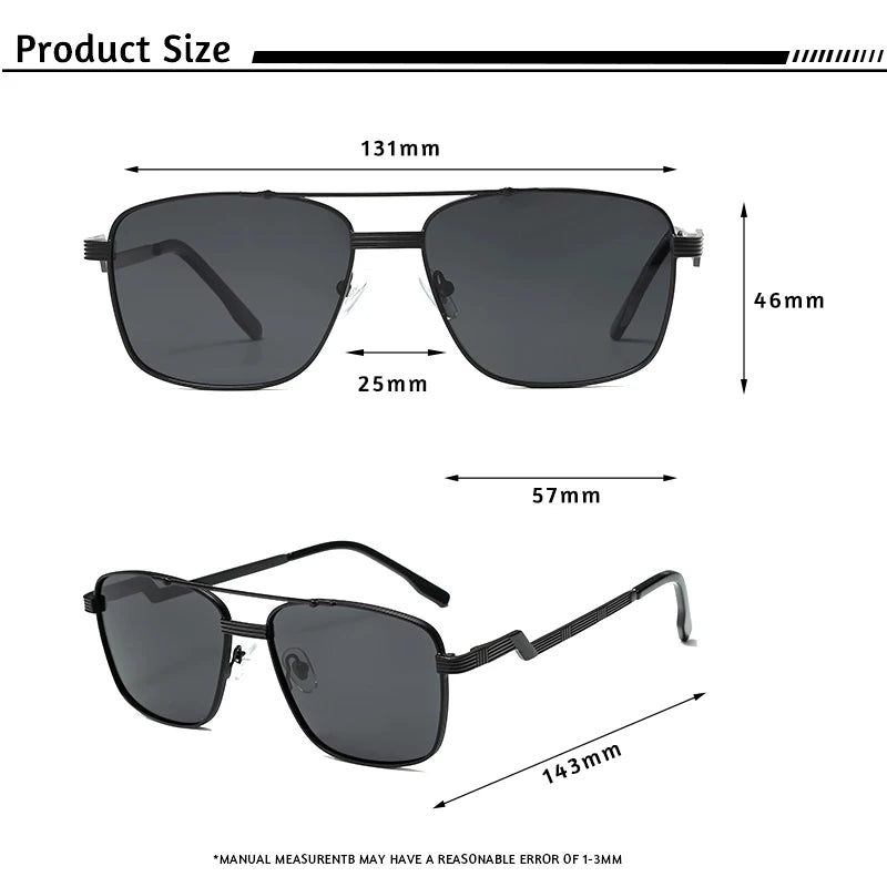 Gafas de Sol CATERSIDE Polarizadas | Lentes Planas y Doble Puente | Montura Metal | UV400
