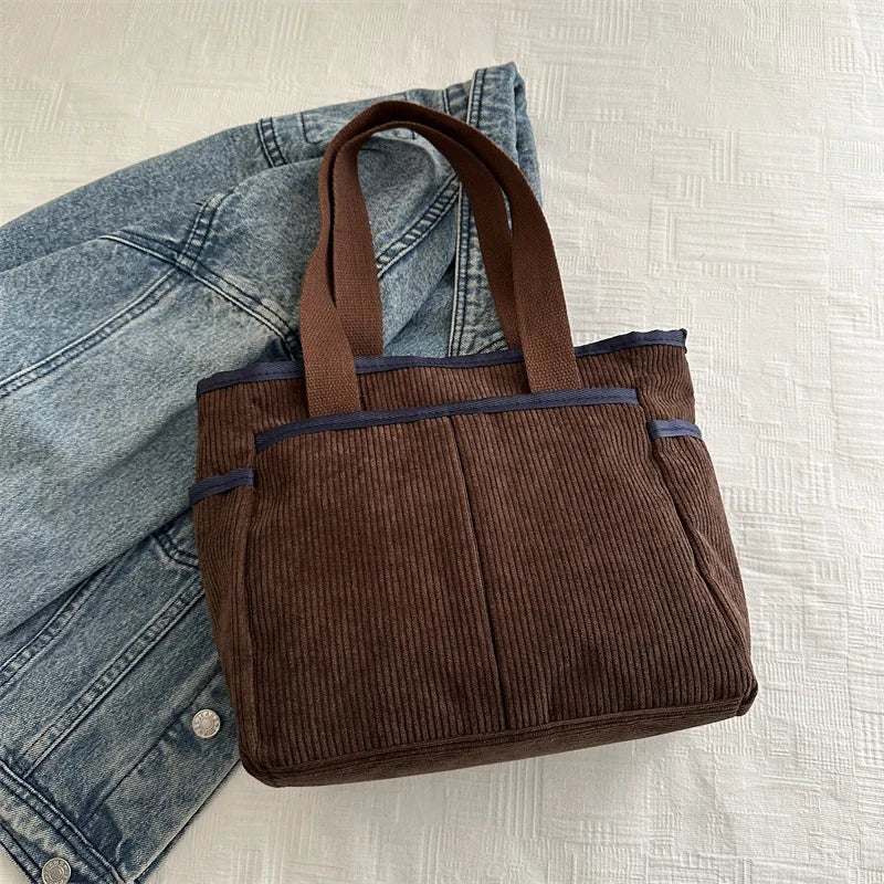 Bolso Hombro Pana Mujer Vintage Gran Capacidad Informal