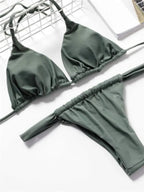 Conjunto de Bikini de Color Liso con Correa para Playa