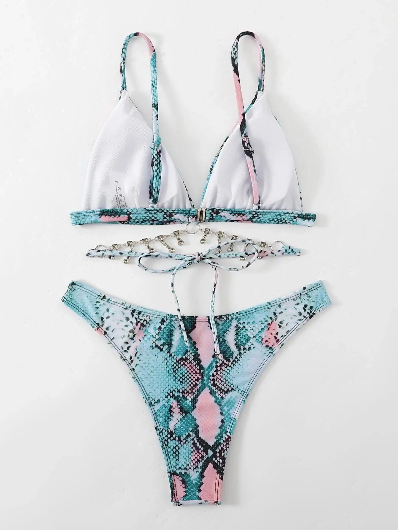 Bikini de Serpiente con Lentejuelas - Traje de Baño Glam para la Arena