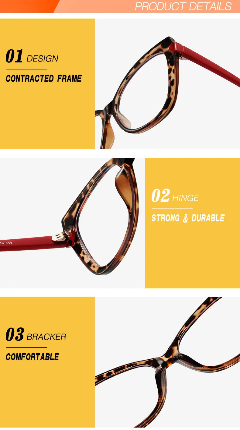 Montura Gafas Ojo Gato Lujo Personalidad | Protección Luz Azul Óptica Titanio Plástico