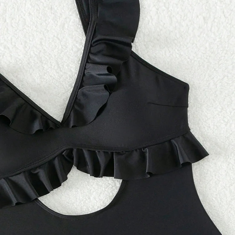 Traje de Baño de Una Pieza con Volantes - Monocromático y Sexy 2024