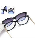 Gafas Lectura Ojo Gato Montura Metálica Clip Magnético | Polarizadas Miopía A La Moda
