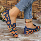 Zapatos Planos de Halloween con Calabazas | Malla Transpirable | Suela Suave | Otoño 2025