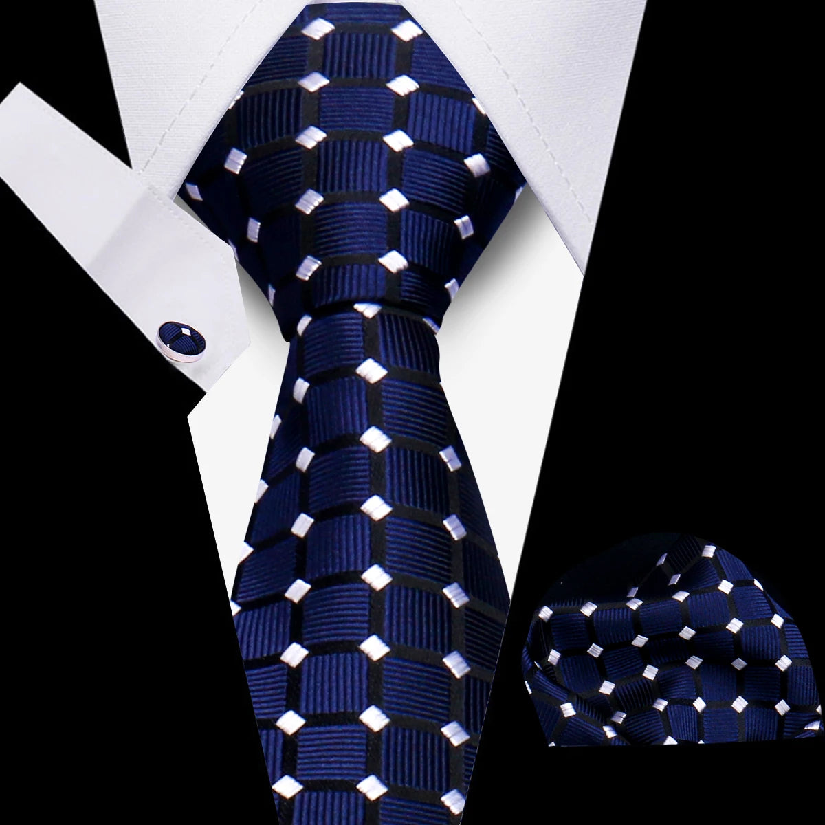 Conjunto Corbata Pañuelo Gemelos Negocios Boda Accesorio De Moda