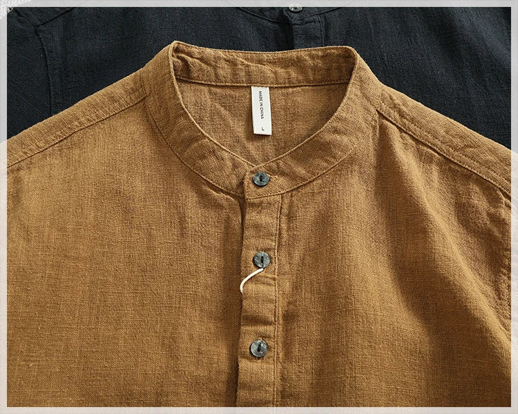 Camisa Lino Algodón Hombre | Estilo Retro | Manga Corta | Cuello Abierto | Ticotrendy Costa Rica