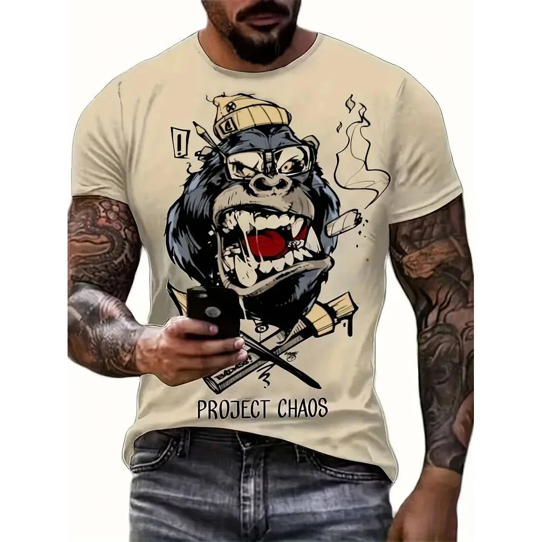 Camiseta Oversize Hombre ∣ Estampado Animal ∣ Moda Urbana Verano