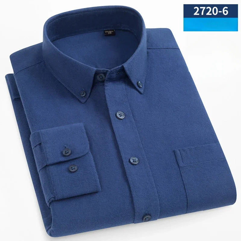 Camisa Oxford Cepillado | Algodón 100% | Ajuste Formal | Blanca Sólida | Ticotrendy