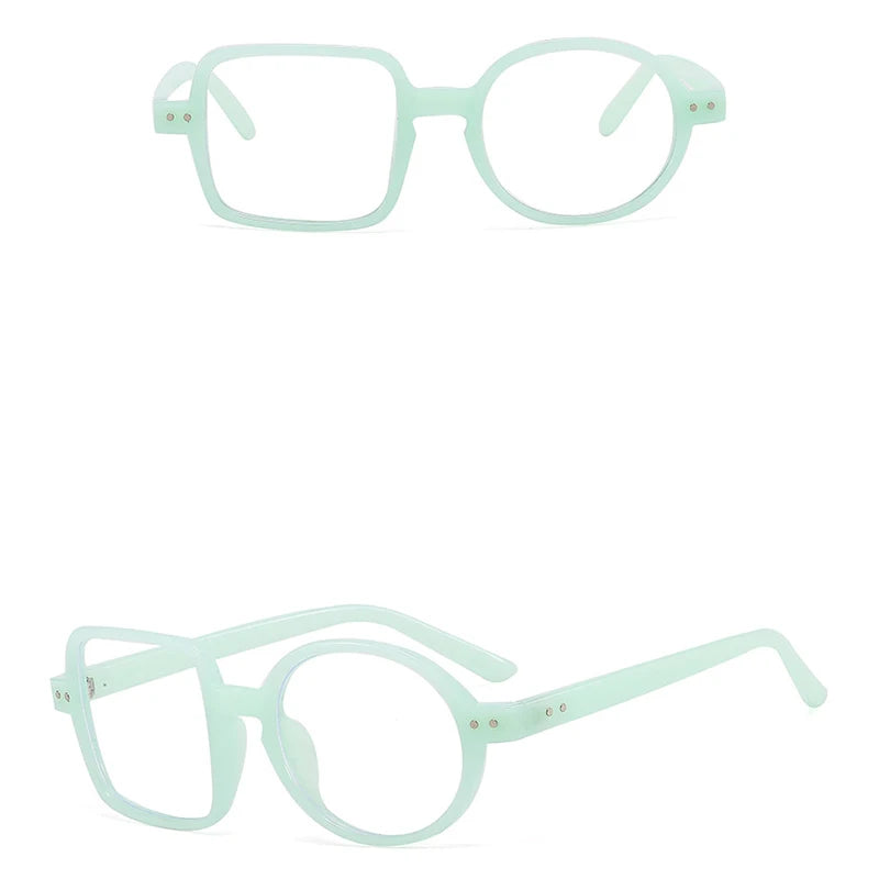 Montura Gafas Asimétricas Retro Redondas Cuadradas | Lentes Transparentes Unisex Ópticas