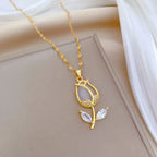 Collar Tulipán Circón ∣ Acero Inoxidable TRENDY ∣ Joyería Vintage Femenina