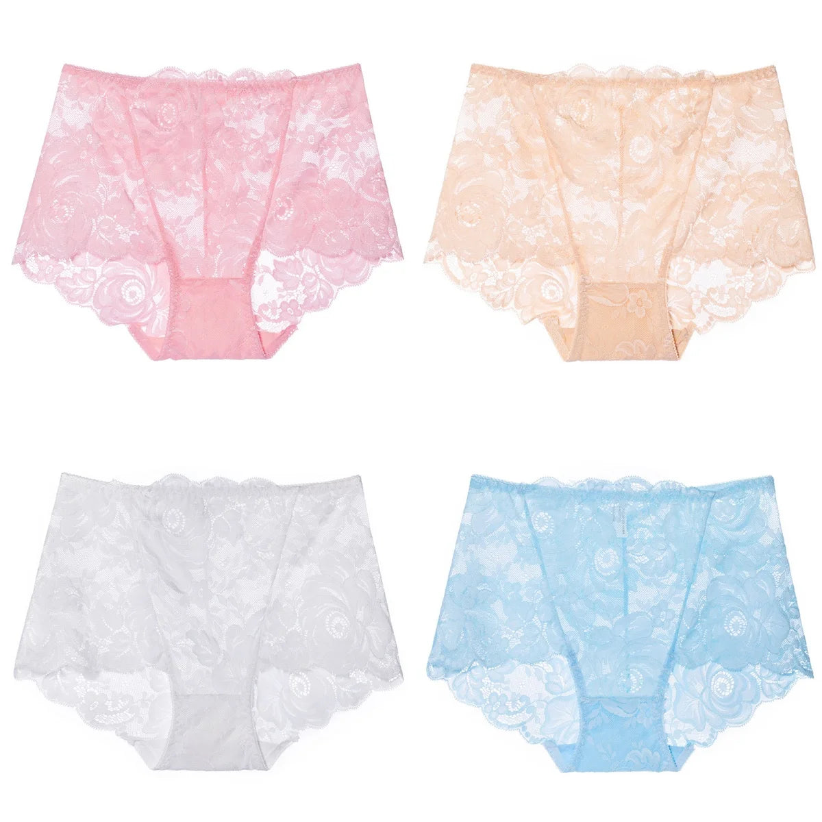 Set de Braguitas de Encaje | 4 Piezas | Talla Grande