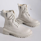 Botines de Plataforma con Cordones | Forro de Felpa | Mujer