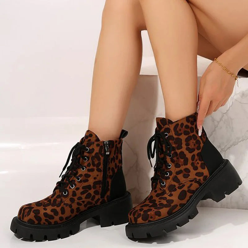 Botines Plataforma Leopardo Estilo Y2K Moda Tica Sensual