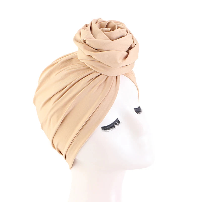 Turbante de flores grandes para Mujer, gorro Hijab musulmán, Bandana para quimio, sombrero africano, tocado para fiesta de boda, Turbante