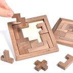 Rompecabezas de bloques rusos de nogal, rompecabezas de madera 3D Tangram IQ, entrenamiento lógico, rompecabezas, juguetes educativos Montessori, juegos de aprendizaje