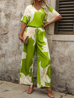 Conjunto de Verano Mujer | Estampado Floral y Shorts | Color Verde