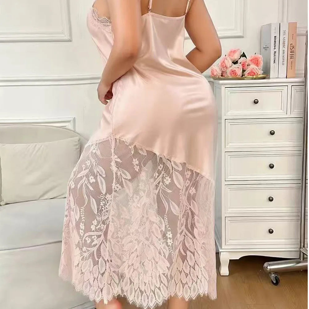 Camisón con Encaje Calado | Cuello en V | Talla Grande
