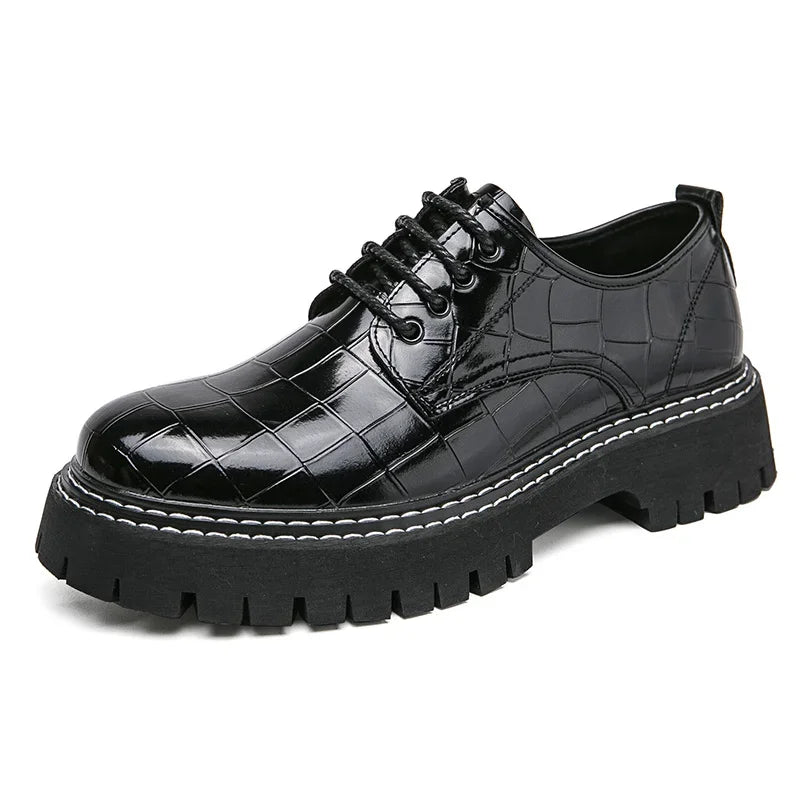 Zapatos Vestir Marrones Hombre | A Cuadros Cordones Punta Redonda Informal Negocios